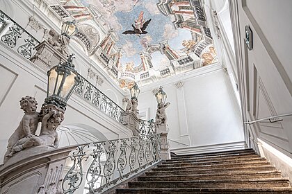 View of the grand staircase at History Museum.