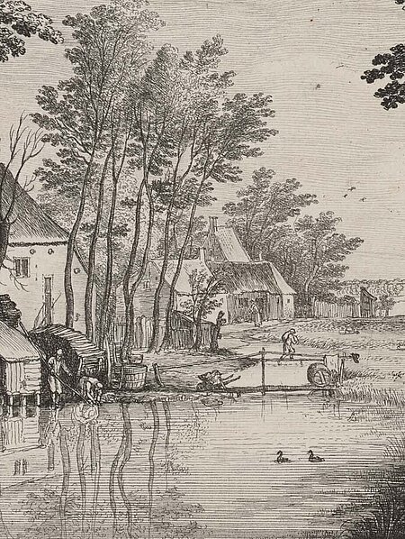 Wenzel Hollar (1607–1677) nach Jan Brueghel d. Ä., Landschaft mit Angler