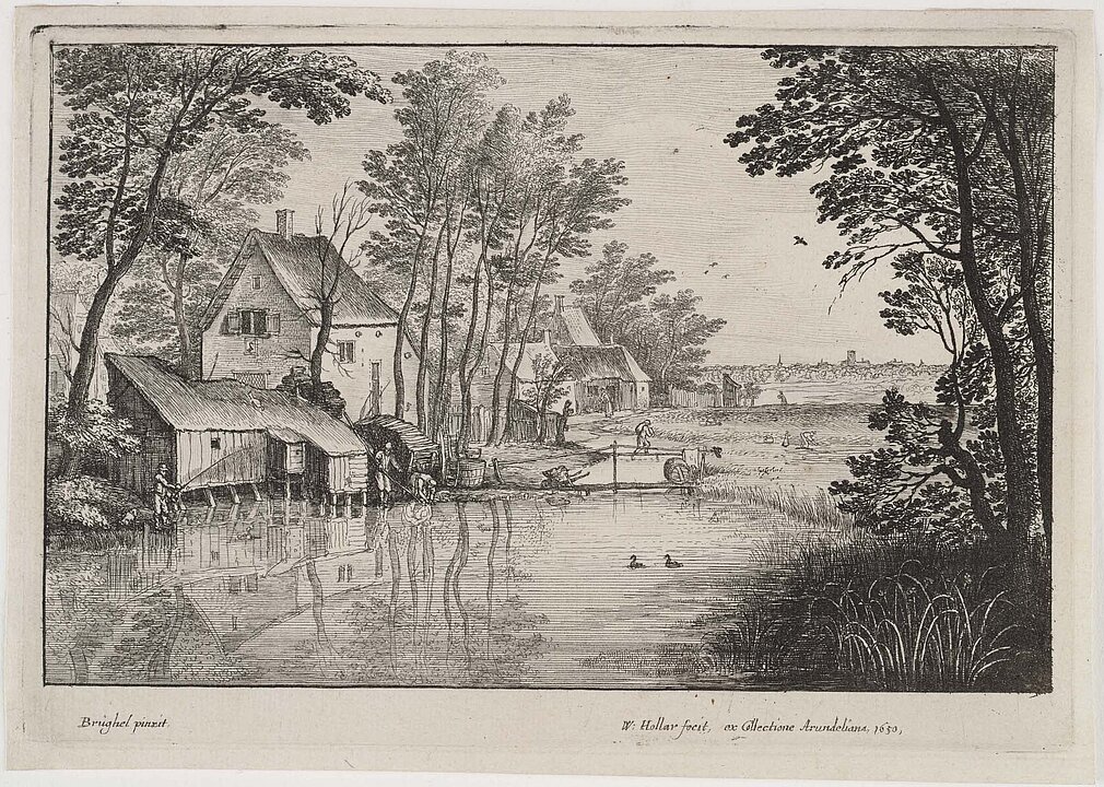 Wenzel Hollar (1607–1677) nach Jan Brueghel d. Ä., Landschaft mit Angler