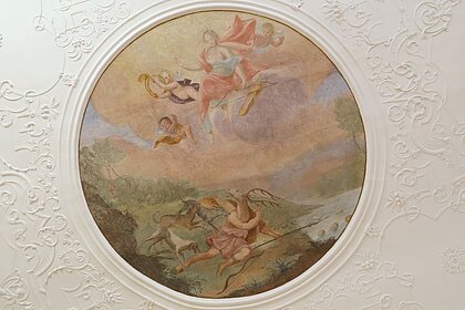 Ansicht von Diana und Actaeon als Deckengemälde im Dianasaal in Schloss Stainz.